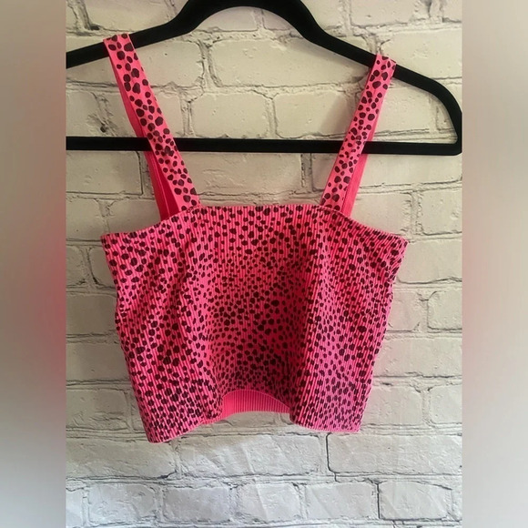 5/$20 Women’s No Boundaries Animal Print Crop‎ Tank Top Medium Pink Black - Picture 5 of 5
